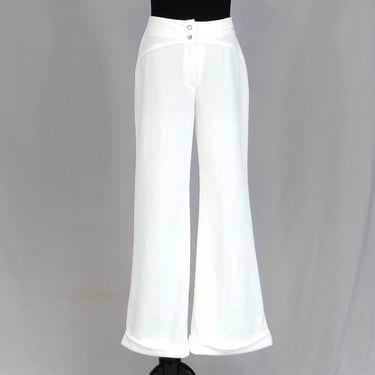 70s Cuffed White Pants - 27