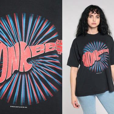 1997 Monkees Band Shirt Pop Rock Tour TShirt Band T Shirt Vintage Tour Shirt Concert Rock Tshirt Black Claris Extra Large xl 