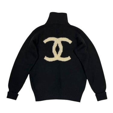 Chanel Black Cashmere Jumbo Logo Sweater