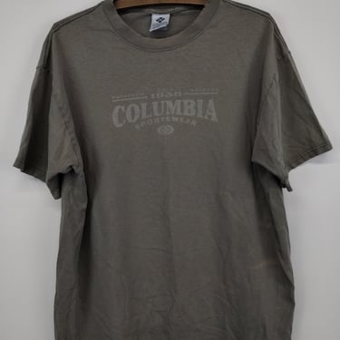 L 90s Columbia Spellout OliveT-Shirt Large 1990s 2000s Faded Oversized Baggy 