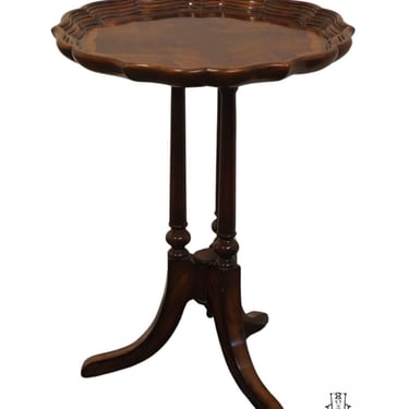 MAITLAND SMITH Bookmatched Mahogany Traditional Style 21" Round Piecrust Accent End Table 3030-673 