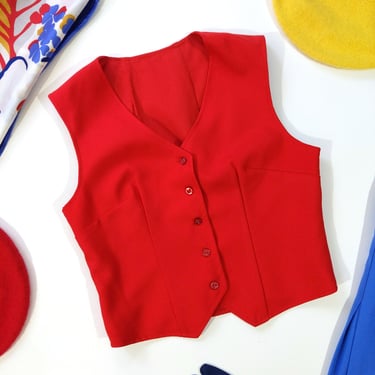 Sassy Vintage 70s Solid Red Vest Top 
