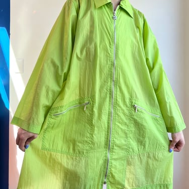 90’s Diane Von Furstenberg Color Authority Lime Green Lightweight Rain Jacket