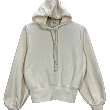 Madewell Ivory Bubble-Sleeve Hoodie Cropped Sweatshirt Size Small