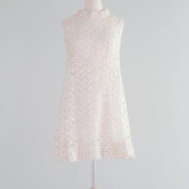 Fantastic 1960's White Sequin Mini Dress / small