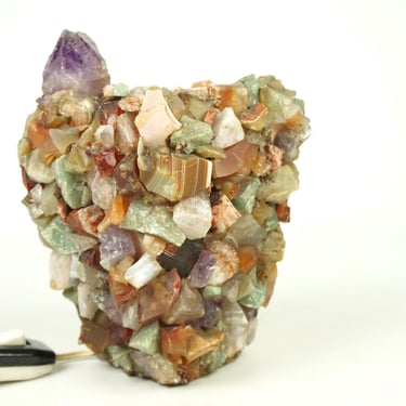 Vintage semi-precious stones lamp 1960s,Rare small mood night lamp,Natural Stones Mosaic lamp, Brutalist lamp,Unique Stone Lamp, Accent lamp 
