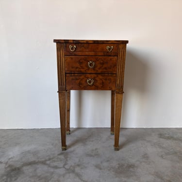 Vintage Regency Style - Burlwood Three-Drawer Side Table 