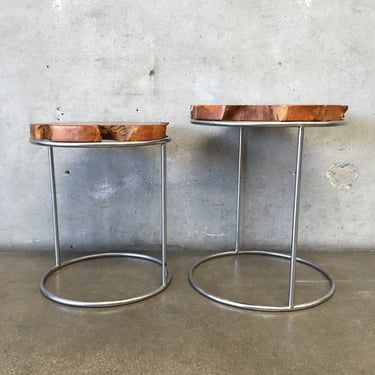 Pair of Live Edge Chrome Side Tables