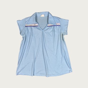 (M) 70s/80s Blue Collared Top