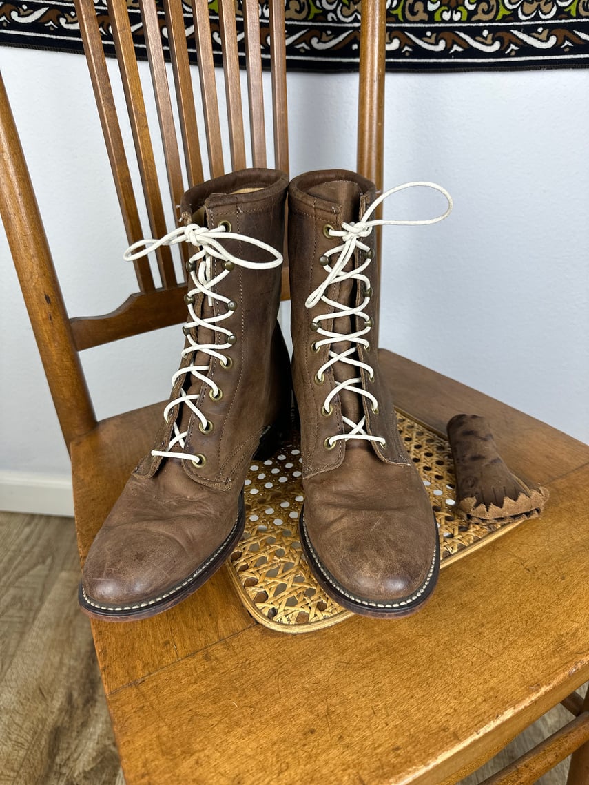 Vintage Western Leather Ropers Lace Up Boots Women’s 8.5/9 | Desert ...