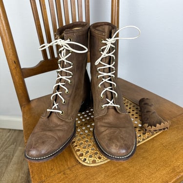 Bottes Moto Vintage Mason Cuir Roper Western Taille 8 - Marron, Occasion Bon état