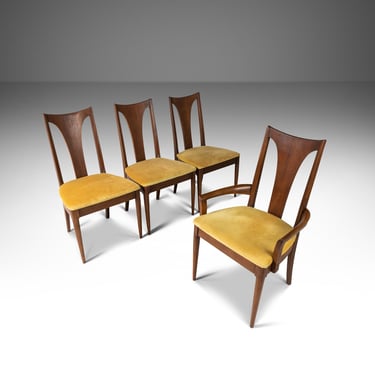 Set of Four (4) Mid Century Modern Brasilia Dining Chairs in Walnut by Broyhill, USA, c. 1960s 