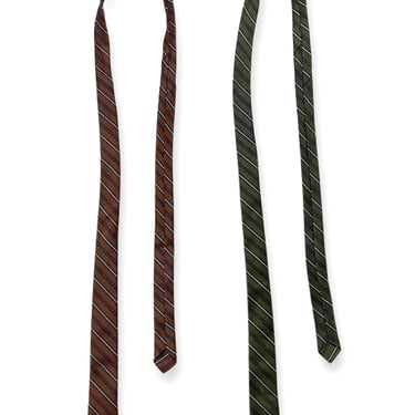 Lot of 2 ~ Vintage 1960s WEMBLEY Neckties ~ Striped ~ Rockabilly ~ Mod ~ Preppy ~ Ivy Style ~ Trad ~ Tie / Ties ~ Skinny 