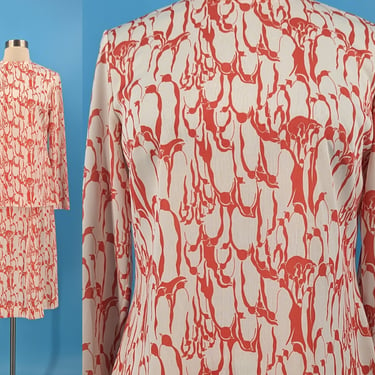 70s Penguin Print Skirt Set - Prynts by Bleeker Street Jonathan Logan - Long Sleeve Top and Skirt Set 