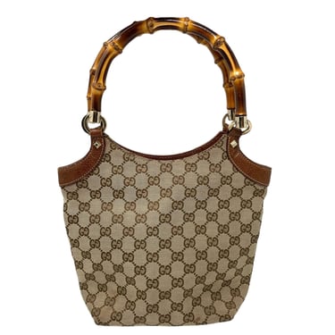 Gucci Brown Monogram Bamboo Shoulder Bag