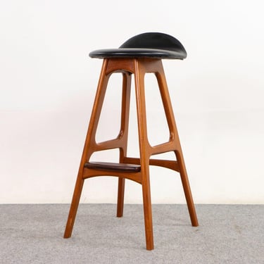 Teak & Leather Bar Stool by Erik Buch - (D1249) 