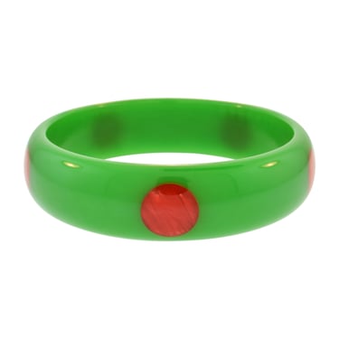Bruce Pantti Vintage Green and Red Dot Bakelite Bracelet
