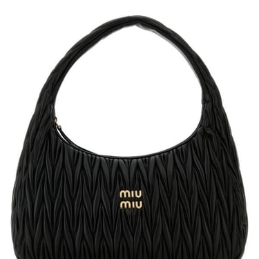 Miu Miu Women Black Nappa Leather Wander Shoulder Bag