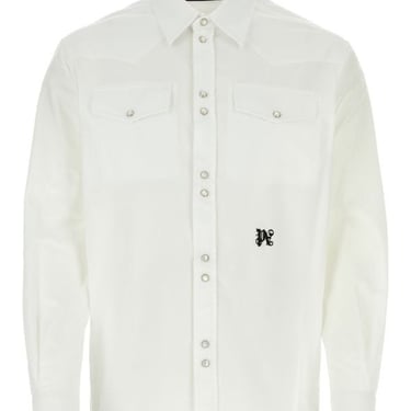 Palm Angels Man White Oxford Shirt