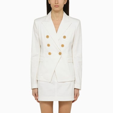 Balmain White Double-Breasted Cotton Jacket Women
