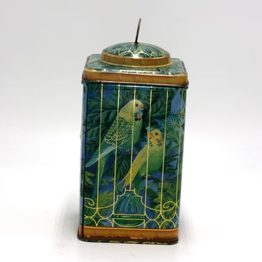 vintage bird storage tin 