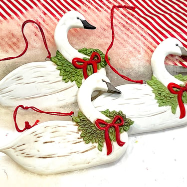VINTAGE: 1983 - 3pcs - Schmid Gordon Fraser Goose Ornament - Retired Porcelain, Collectible, Animal, Christmas - SKU 15-C1-00034091 