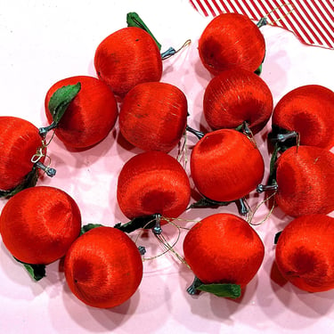 VINTAGE: 14pcs - Satin Christmas Apple Ornaments - Red Apples - Christmas Holiday Crafts Decor 