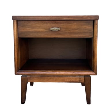 Free Shipping Within Continental US - Vintage Mid Century Modern Walnut Accent Table Stand Dovetail Drawer 