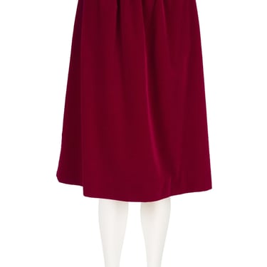 Guy Laroche 1970s Vintage Burgundy Cotton Velvet High-Waisted Skirt Sz XS 