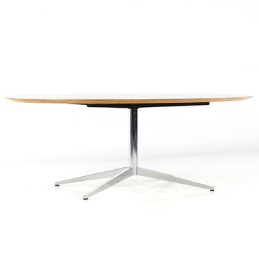 Florence Knoll Mid Century Walnut and Steel Oval Dining Table - mcm 