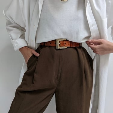 Vintage Cocoa Silk &amp; Linen Pants