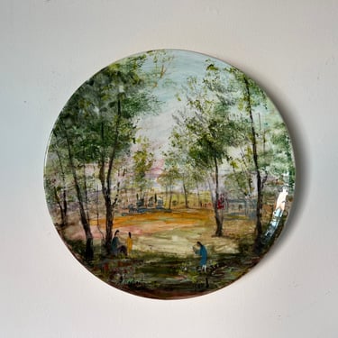 80's S. Raphaely " Landscape in Sharon" Hand Painted Wall Art Ceramic Plate 
