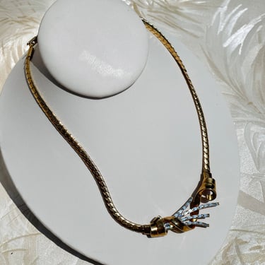 Rhinestone Spray Gold Chain Necklace