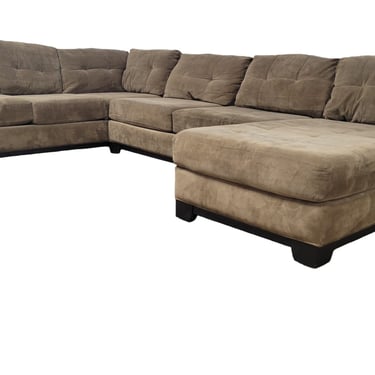 Olive Jonathon Louis Microfiber Tufted U-Shaped Sectional w/ Chaise