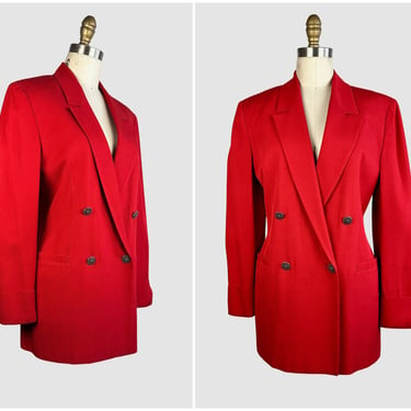 GIANNI VERSACE VERSUS Vintage 90s Candy Red Double Breasted Blazer | 1990s Italian Designer Jacket | 80s 1980s Made in Italy | Size Small 