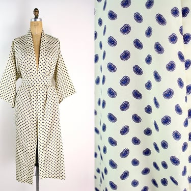 80s Christian Dior, Monsieur Pale Yellow and blue Nightgown Midi Robe/ Vintage Robe/ Wedding Nightgown / Unisex/ Mens Robe / One size 