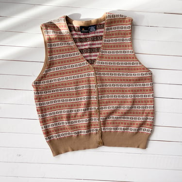 beige sweater vest | 80s 90s vintage Liz Claiborne folk pattern dark academia cottagecore light tan soft sleeveless sweater 
