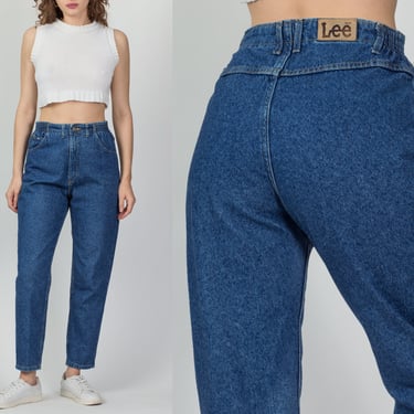 Vintage Lee High Waist Mom Jeans - Medium | 90s Medium Wash Denim Tapered Leg Ankle Jeans 