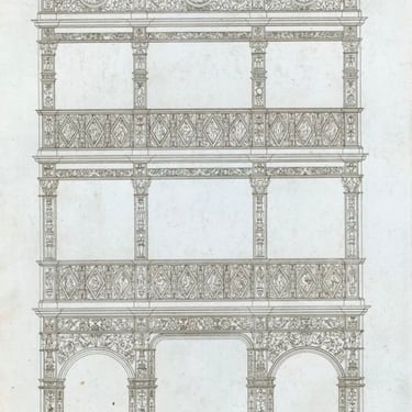 French Architectural Engraving, c. 1825, in Black Frame