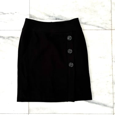 Vintage Talbots High Waist Pencil Skirt Black Side Button Lined Size 10 