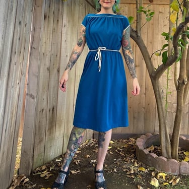 Vintage 1970’s Teal Short Sleeve Dress 