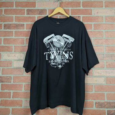 Vintage 90s Harley Davidson Twins Have More Fun ORIGINAL Biker Tee - 3X 