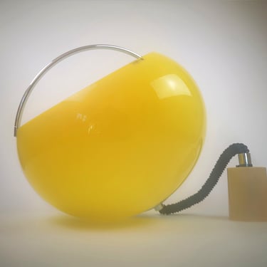 Rare Lemon Yellow Pendant Meblo Guzzini Lamp, Vintage Pendant Lamp, Spheric, Yugoslavia, 70's, Space Age, Atomic, Yellow Light, Vintage home 