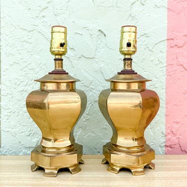 Pair of Sweet Petite Brass Ginger Jar Lamps