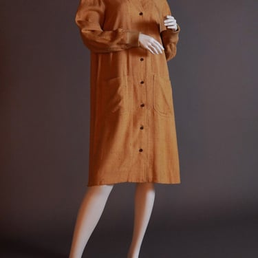 1970s Geoffrey Beene BeeneBag nubby tan jacket with ribbed collar and cuffs 