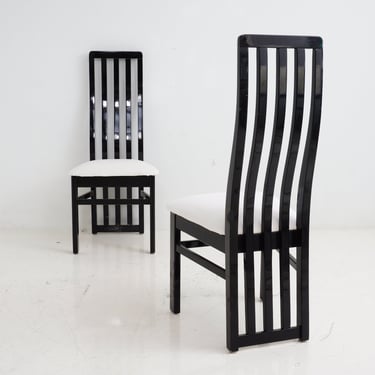 Black Lacquered Chairs, 1980s 