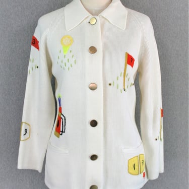 1970s - Masters - Golf Novelty - Cardigan/Sweater - Estimated size M/L 