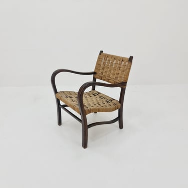 Bauhaus vintage papercord armchair by Ehrich Dieckmann, 1930s 