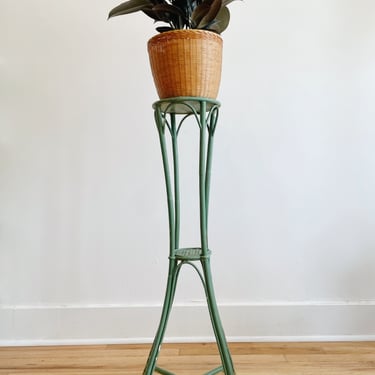 Green Wicker Plant Stand