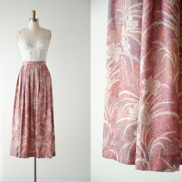 long tapestry skirt | 70s 80s Cloak of Many Colors by Liberty & Lucrezia floral brocade pink cream maxi skirt 
